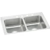 Elkay Celebrity 33" Drop In/Topmount Stainless Steel Kitchen Sink, 50/50 Double Bowl, Brushed Satin, 1 Faucet Hole, PSR33191