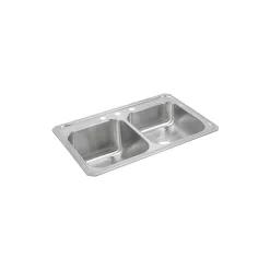 Elkay Celebrity 33" Drop In/Topmount Stainless Steel Kitchen Sink, 50/50 Double Bowl, Brushed Satin, 3 Faucet Holes, STCR3322L3