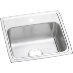 Elkay Celebrity 19" Drop In/Topmount Stainless Steel Kitchen Sink, Brushed Satin, 1 Faucet Hole, PSR19181