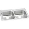 Elkay Celebrity 33" Drop In/Topmount Stainless Steel ADA Kitchen Sink, 50/50 Double Bowl, Brushed Satin, 2 Faucet Holes, GECR33212