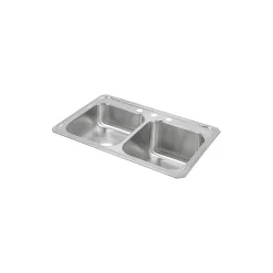 Elkay Celebrity 33" Drop In/Topmount Stainless Steel Kitchen Sink, 50/50 Double Bowl, Brushed Satin, 3 Faucet Holes, STCR3322R3