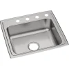 Elkay Celebrity 22" Drop In/Topmount Stainless Steel Kitchen Sink, Brushed Satin, 4 Faucet Holes, PSR22194