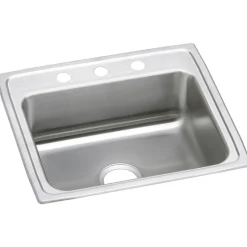 Elkay Celebrity 25" Stainless Steel Kitchen Sink, 20 Gauge, Brushed Satin, 3 Faucet Hole, PSR25223