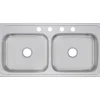 Elkay Celebrity 43" Stainless Steel Kitchen Sink, 50/50 Double Bowl, 20 Gauge, Brushed Satin, 4 Faucet Hole, CR43224