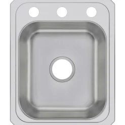 Elkay Celebrity 17" Stainless Steel Kitchen Sink, 20 Gauge, Brushed Satin, 3 Faucet Hole, CR17213
