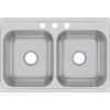 Elkay Celebrity 33" Stainless Steel Kitchen Sink, 50/50 Double Bowl, 20 Gauge, Brushed Satin, 3 Faucet Hole, CR33213