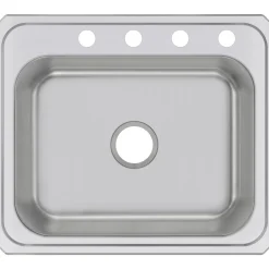 Elkay Celebrity 25" Stainless Steel Kitchen Sink, 20 Gauge, Brushed Satin, 4 Faucet Hole, CR25214