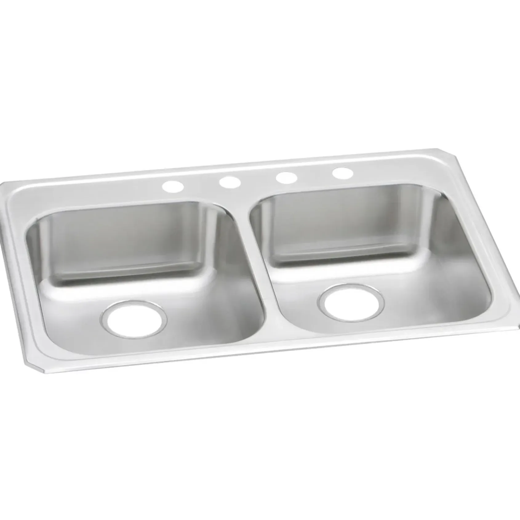 Elkay Celebrity 33" Stainless Steel Kitchen Sink, 50/50 Double Bowl, Brushed Satin, 4 Faucet Hole, GECR33214