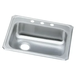 Elkay Celebrity 25" Stainless Steel Kitchen Sink, Brushed Satin, 3 Faucet Hole, GECR2521L3