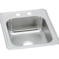 Elkay Celebrity 17" Stainless Steel Kitchen Sink, 20 Gauge, Brushed Satin, 2 Faucet Hole, CR17212