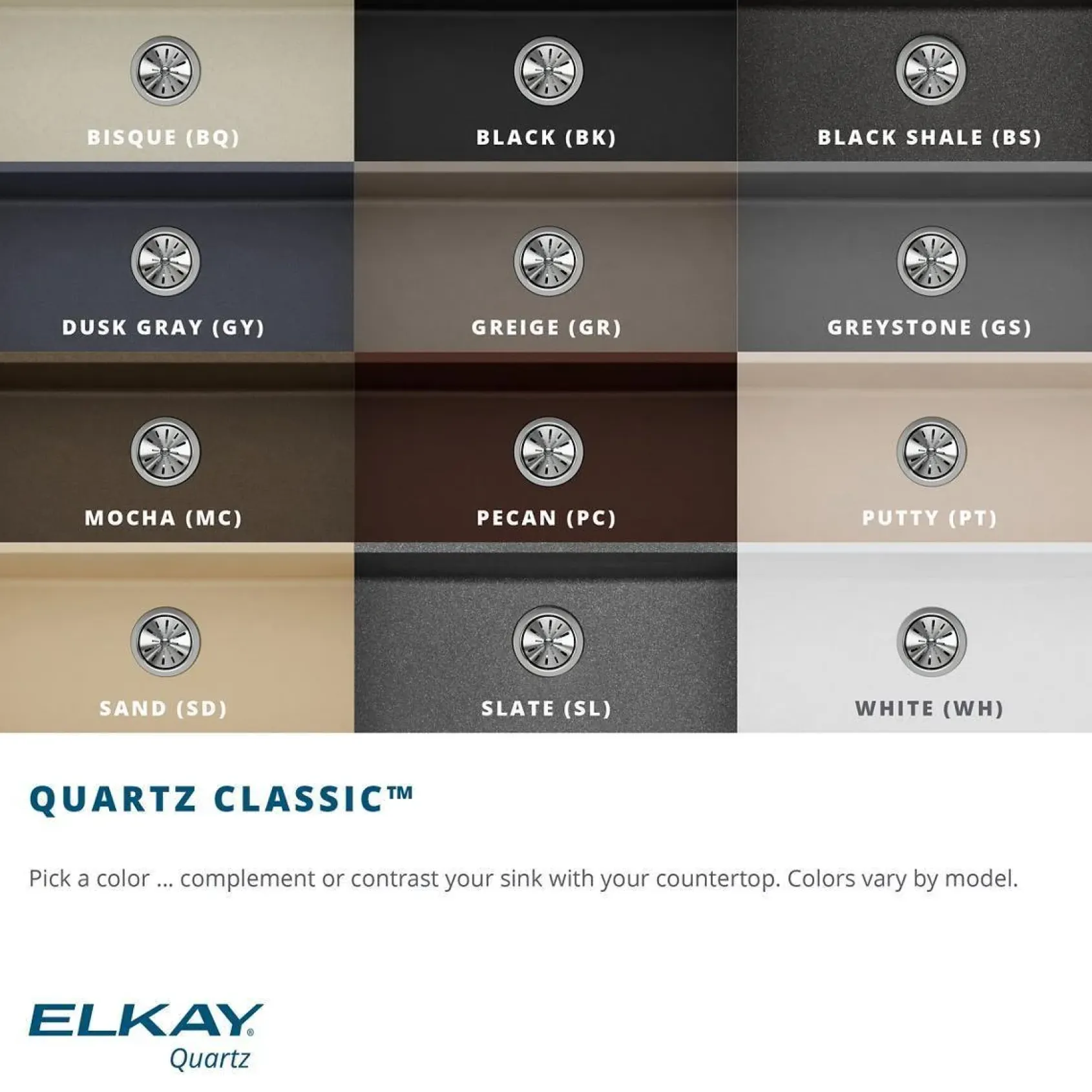 Elkay Classic 25" Quartz Kitchen Sink, Greystone, ELGU2522GS0