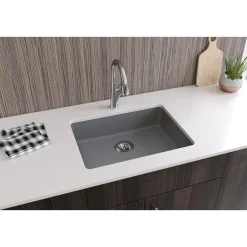 Elkay Classic 25" Quartz Kitchen Sink, Greystone, ELGUAD2519PDGS0