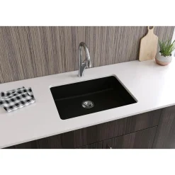 Elkay Classic 25" Quartz Kitchen Sink, Black, ELGUAD2519PDBK0