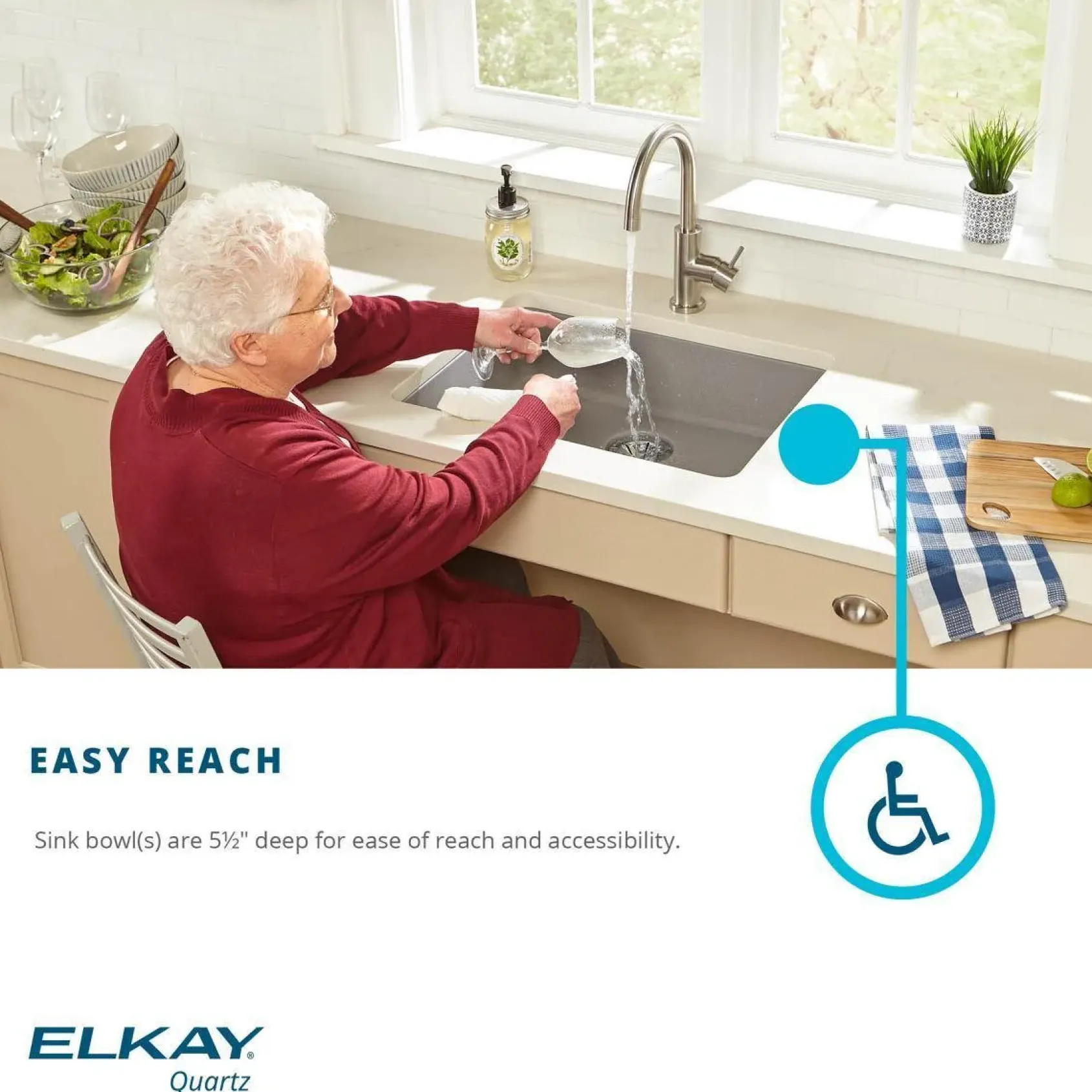 Elkay Classic 25" Quartz Kitchen Sink, Black, ELGUAD2519PDBK0