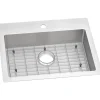 Elkay Crosstown 25" Dual Mount Stainless Steel ADA Kitchen Sink Kit, Single Bowl, Polished Satin, 1 Faucet Hole, ECTSRAD25226TBG1