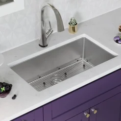 Elkay Crosstown 33" Dual Mount Stainless Steel Kitchen Sink Kit with Faucet, Single Bowl 18 Gauge, ECTSRS33229TFLC