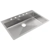 Elkay Crosstown 33" Dual Mount Stainless Steel ADA Kitchen Sink, Polished Satin, 5 Faucet Holes, ECTSRSAD3322605