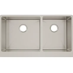 Elkay Crosstown 36" Stainless Steel Farmhouse Kitchen Sink for Interchangeable Apron, 55/65 Double Bowl, 16 Gauge, Polished Satin, CTXF234179