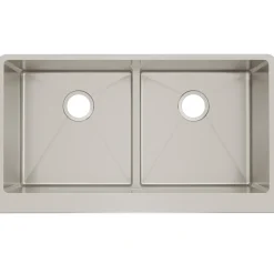 Elkay Crosstown 36" Stainless Steel Farmhouse Kitchen Sink for Interchangeable Apron, 50/50 Double Bowl, 16 Gauge, Polished Satin, CTXFA34179