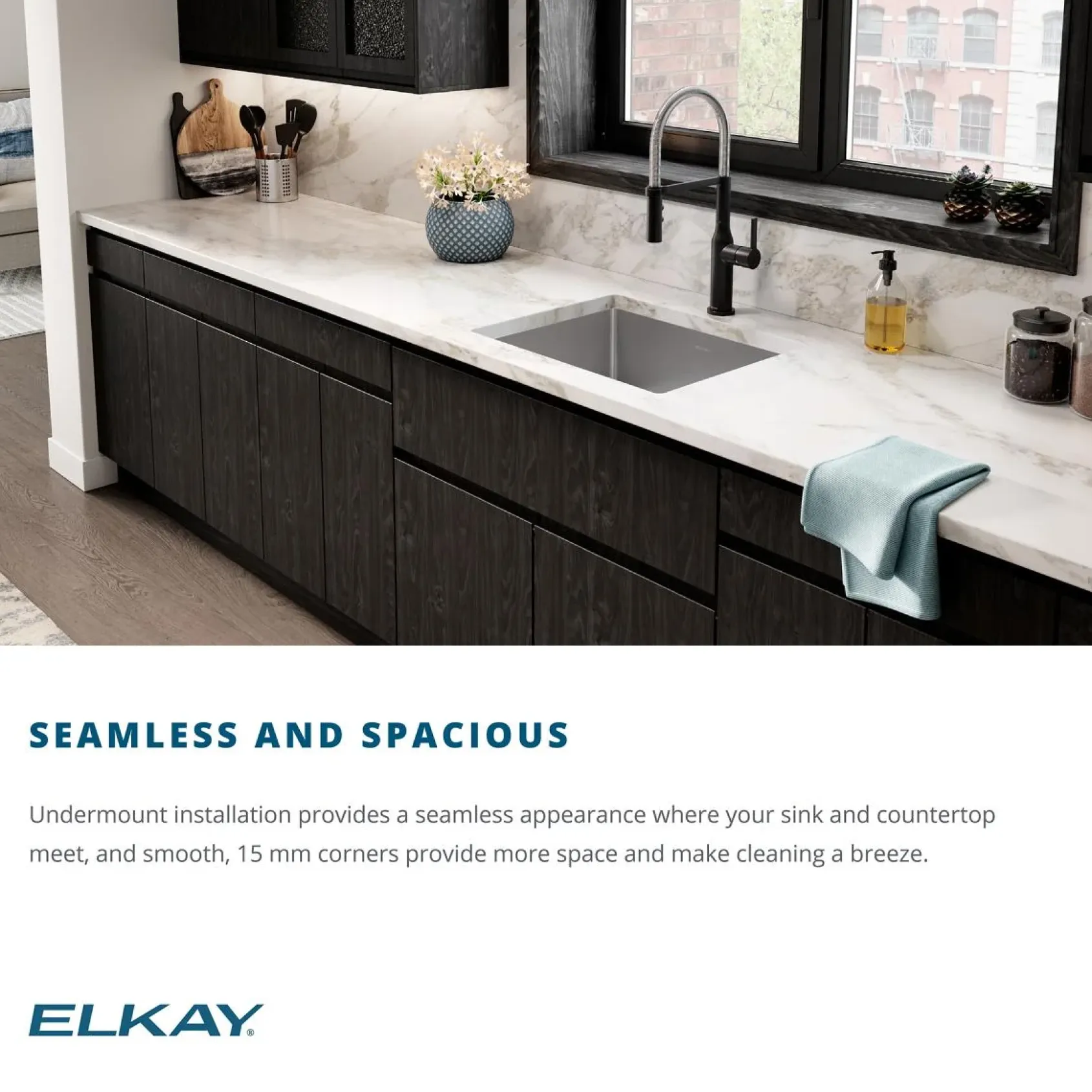 Elkay Crosstown 32" Stainless Steel Kitchen Sink, Single Bowl, 18 Gauge, Polished Satin, ECTRU30179RT