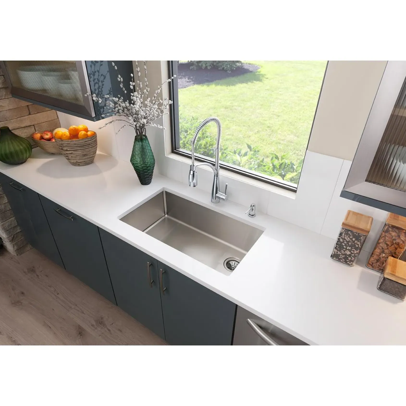 Elkay Crosstown 32" Stainless Steel Kitchen Sink, Single Bowl, 18 Gauge, Polished Satin, ECTRU30179RT