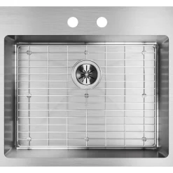 Elkay Crosstown 25" Stainless Steel Kitchen Sink Kit, Polished Satin, 2 Faucet Hole, ECTSR25229TBG2