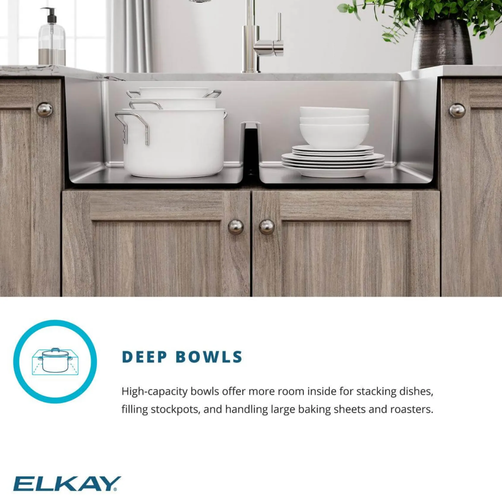 Elkay Crosstown 36" Stainless Steel Farmhouse Sink with Faucet, 50/50 with Aqua Divide Double Bowl, Polished Satin, 18 Gauge, ECTRUFA32179FCC