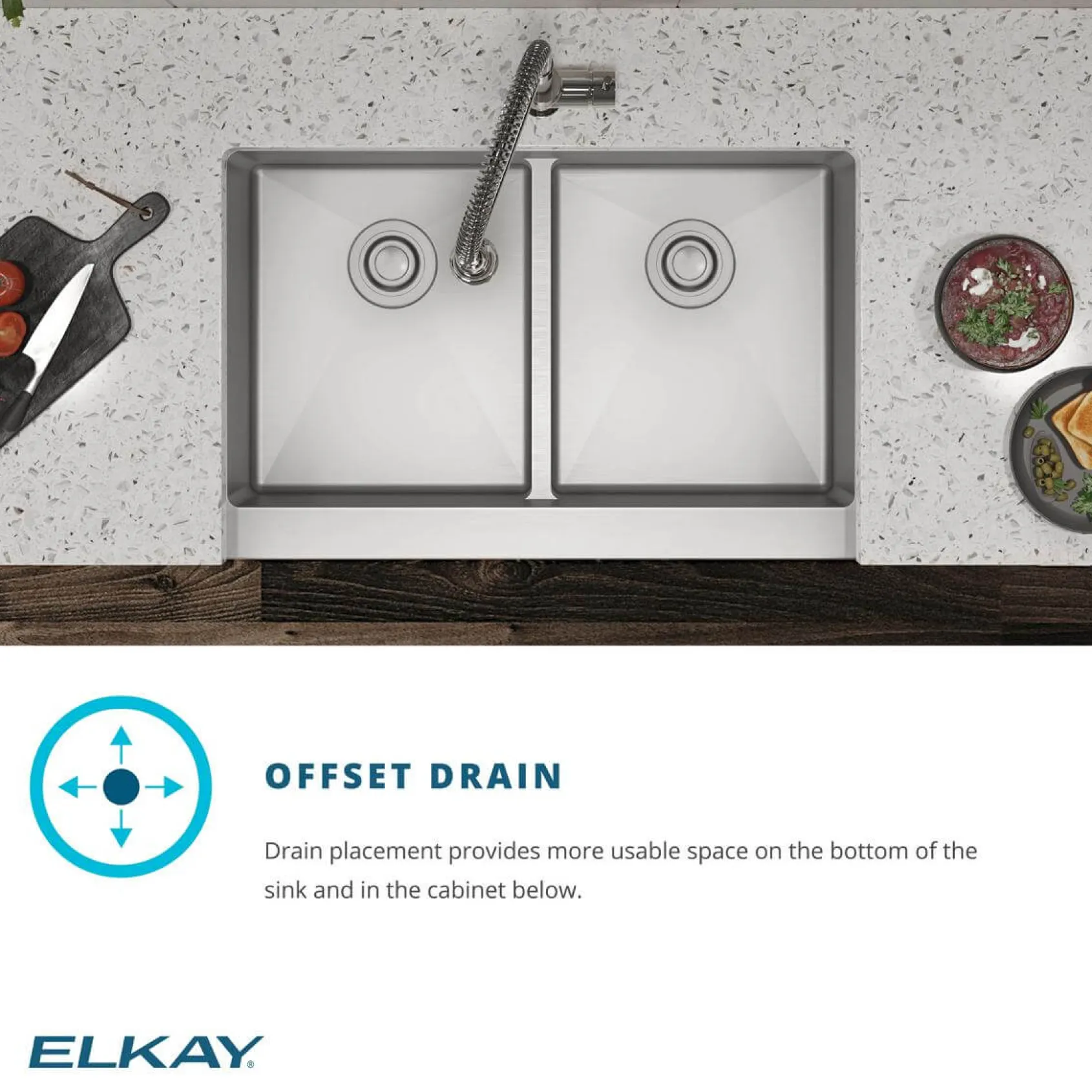 Elkay Crosstown 36" Stainless Steel Farmhouse Sink with Faucet, 50/50 with Aqua Divide Double Bowl, Polished Satin, 18 Gauge, ECTRUFA32179FCC