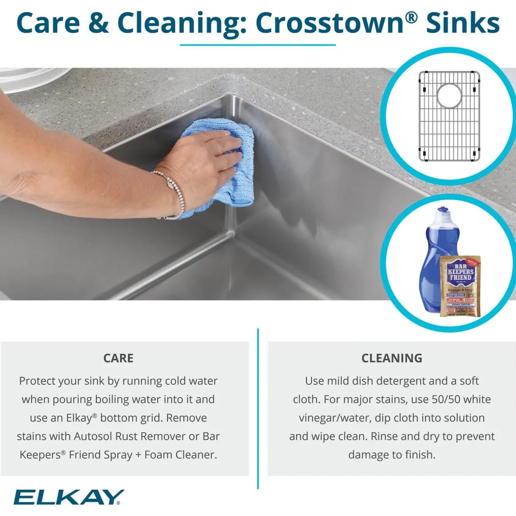 Elkay Crosstown 36" Stainless Steel Farmhouse Kitchen Sink, 60/40 Double Bowl, 18 Gauge, Polished Satin, ECTRUF32179RC