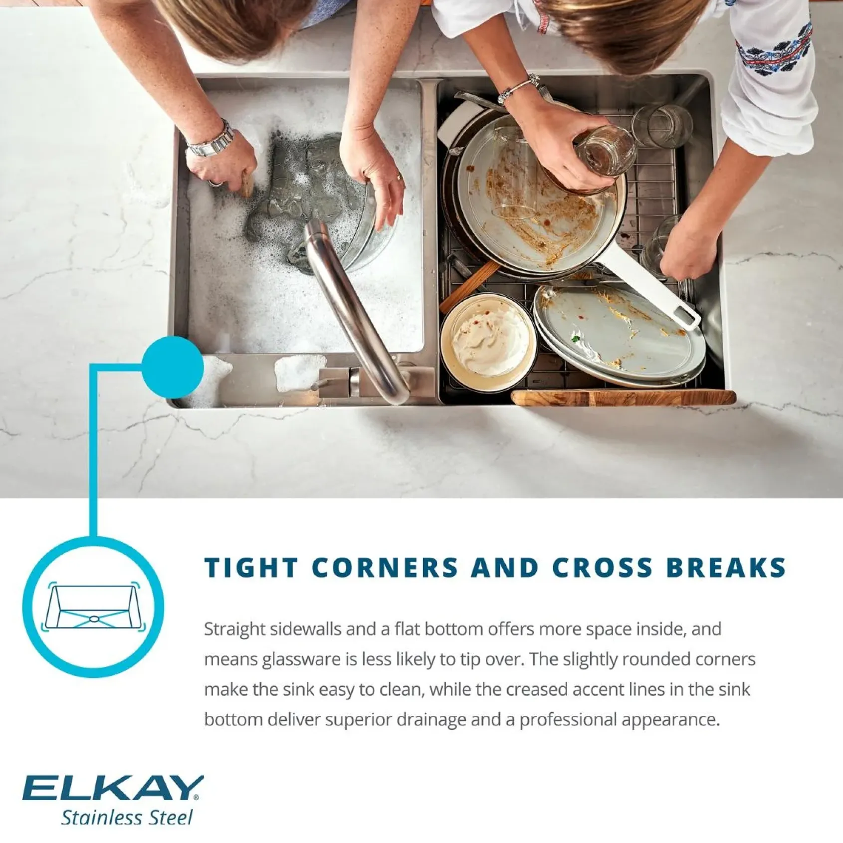 Elkay Crosstown 36" Stainless Steel Farmhouse Kitchen Sink, 50/50 Double Bowl, 18 Gauge, Polished Satin, ECTRUFA32179C