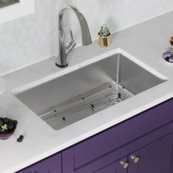 Elkay Crosstown 32" Undermount Stainless Steel Kitchen Sink Kit with Faucet, Single Bowl 18 Gauge, ECTRU30179RTFLC
