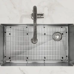 Elkay Crosstown 32" Undermount Stainless Steel Kitchen Sink Kit with Faucet, Polished Satin, 1 Faucet Hole, ECTRU30179RTFC