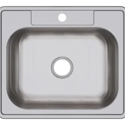Elkay Dayton 25" Stainless Steel Kitchen Sink, Satin, 1 Faucet Hole, D125211