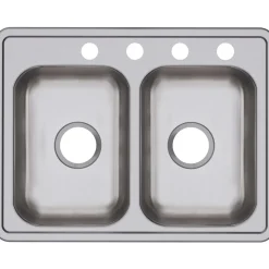 Elkay Dayton 25" Stainless Steel Kitchen Sink, 50/50 Double Bowl, Satin, 4 Faucet Hole, D225194