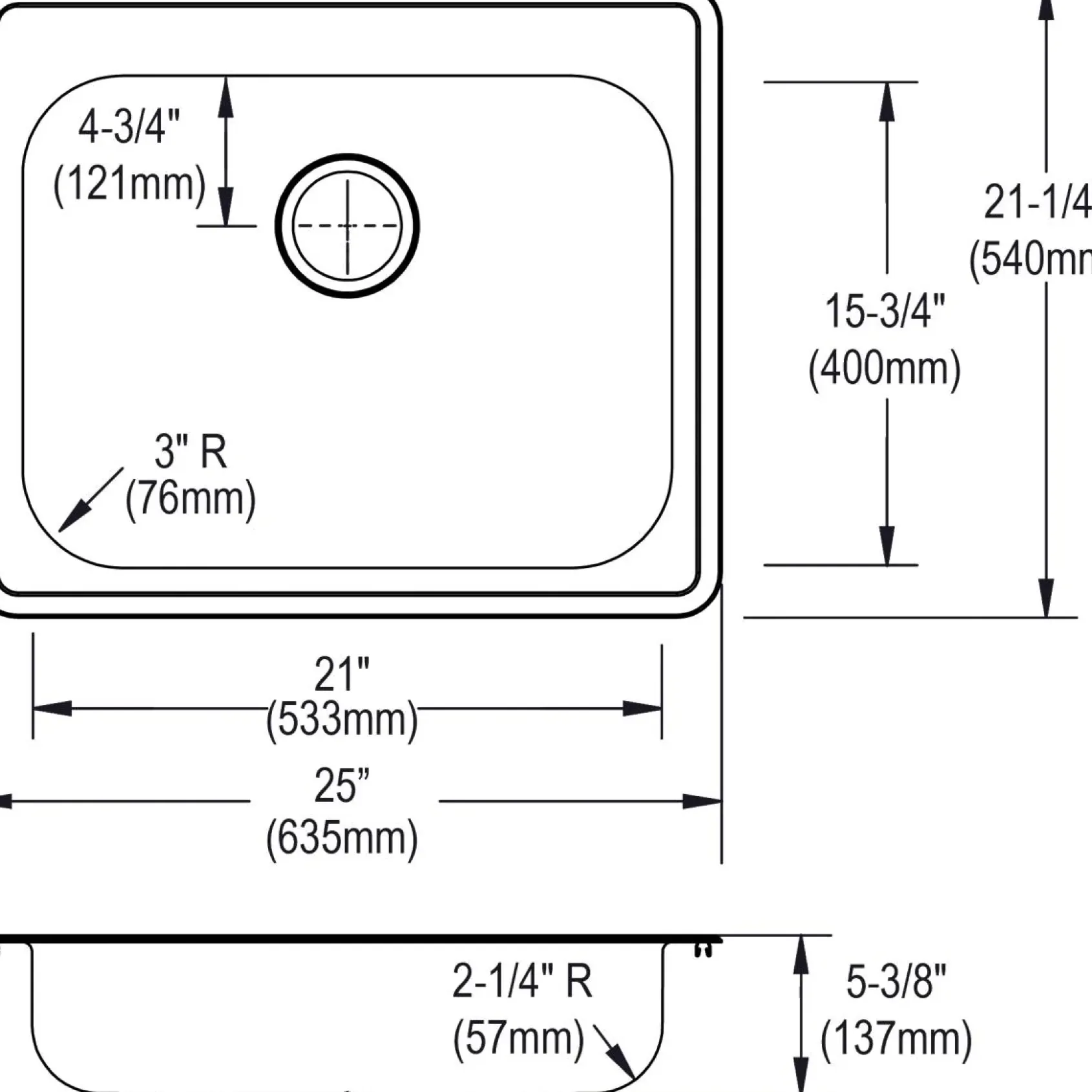 Elkay Dayton 25" Stainless Steel Kitchen Sink, Satin, 4 Faucet Hole, GE125214