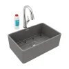 Elkay 30" Fireclay Farmhouse Sink Kit with Faucet, Single Bowl Matte Gray, SWUF28179MGFLC