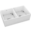 Elkay 33" Fireclay Farmhouse Sink Kit, 50/50 Double Bowl, White, SWUF32189WHC