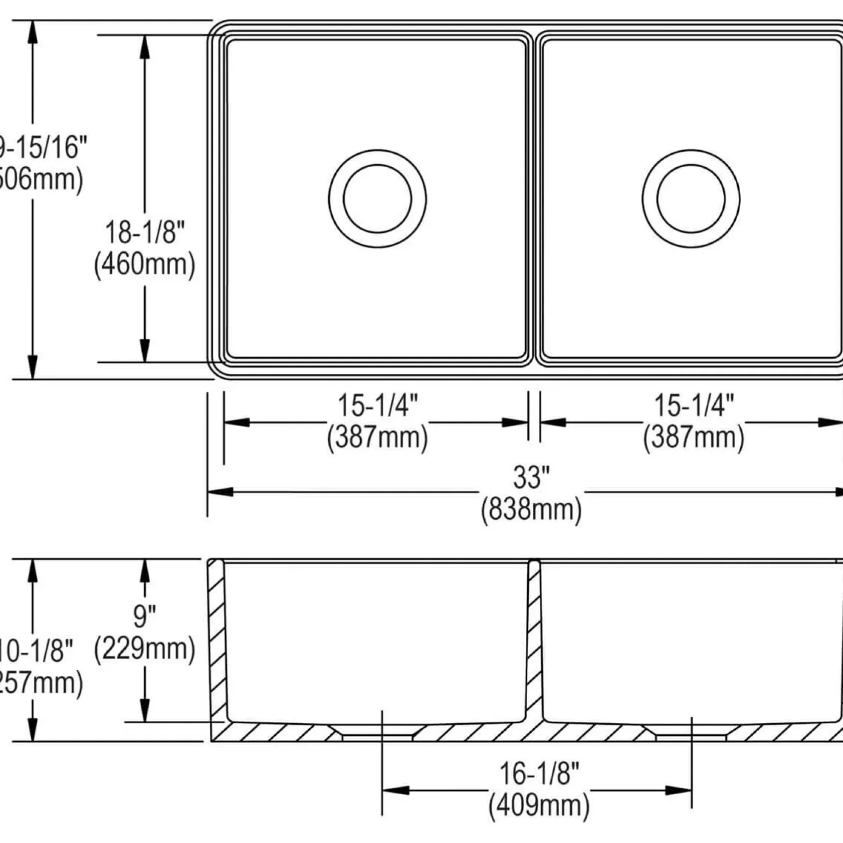 Elkay 33" Fireclay Farmhouse Sink Kit, 50/50 Double Bowl, White, SWUF32189WHC