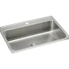 Elkay Lustertone Classic 31" Drop In/Topmount Stainless Steel Kitchen Sink, Lustrous Satin, 1 Faucet Hole, Perfect Drain, LR3122PD1