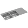 Elkay Lustertone Classic 48" Drop In/Topmount Stainless Steel Kitchen Sink, 50/50 Double Bowl, Lustrous Satin, Includes Drainboard, 1 Faucet Hole, ILR4822L1