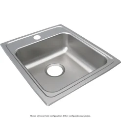 Elkay Lustertone Classic 17" Drop In/Topmount Stainless Steel ADA Kitchen Sink, Lustrous Satin, No Faucet Hole, LRAD1720650