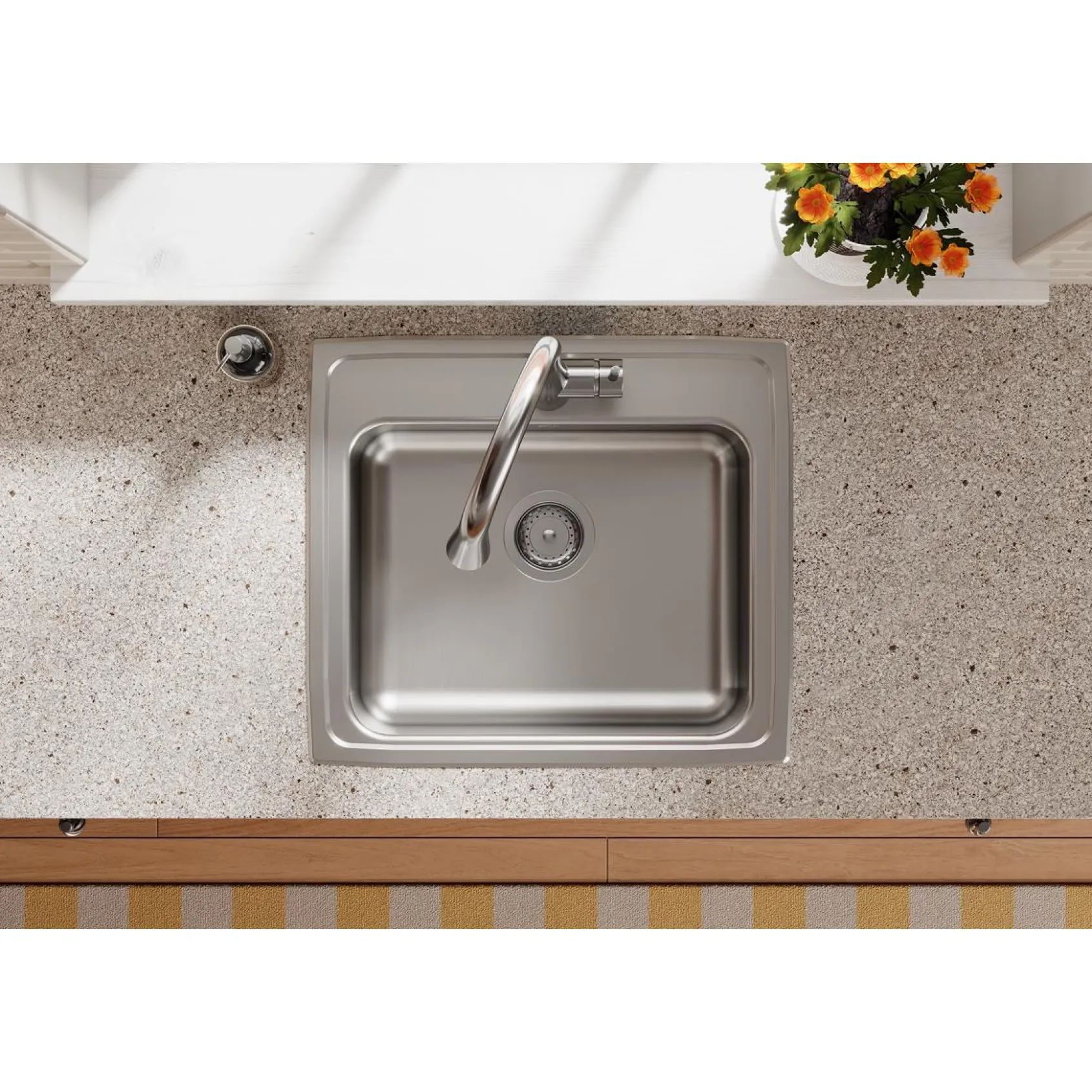 Elkay Lustertone Classic 22" Drop In/Topmount Stainless Steel ADA Kitchen Sink, Lustrous Satin, 1 Faucet Hole, LRAD2219651
