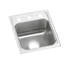 Elkay Lustertone Classic 15" Drop In/Topmount Stainless Steel ADA Kitchen Sink, Lustrous Satin, 3 Faucet Holes, LRAD1517403