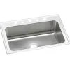 Elkay Lustertone Classic 33" Drop In/Topmount Stainless Steel Kitchen Sink, Lustrous Satin, 5 Faucet Holes, DLRS3322105