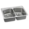 Elkay Lustertone Classic 33" Dual Mount Stainless Steel Kitchen Sink, 50/50 Double Bowl, Lustrous Satin, 2L Faucet Holes, Perfect Drain, LKHSR33229PD2L