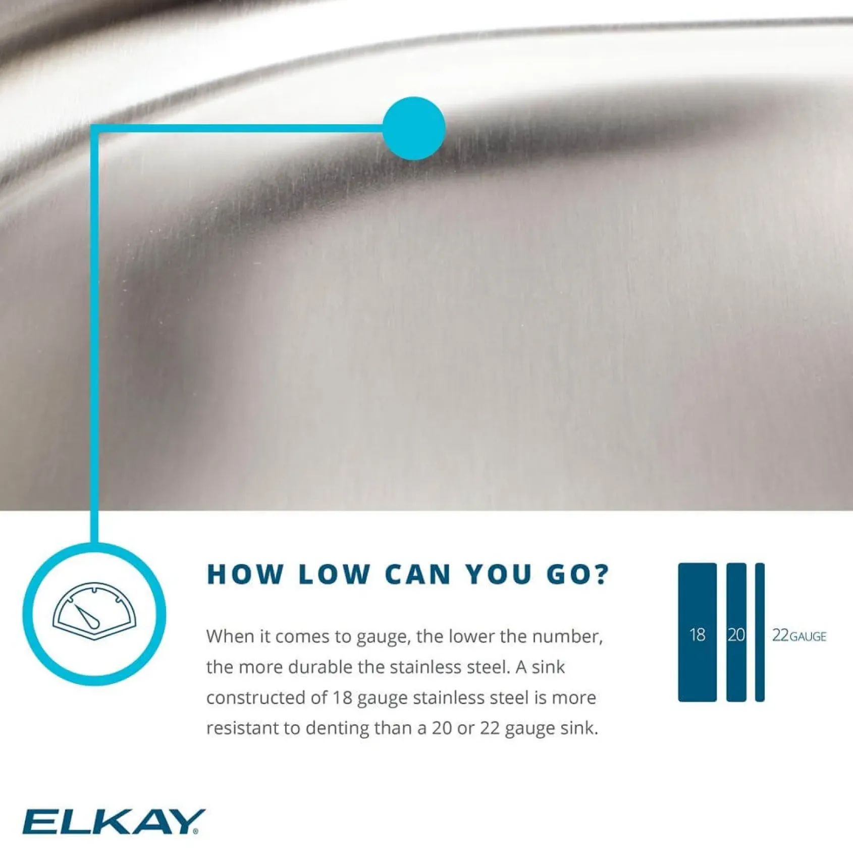 Elkay Lustertone Classic 25" Stainless Steel Farmhouse Sink Kit, Lustrous Satin, 18 Gauge, ELUHF2520DBG