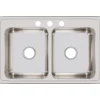 Elkay Lustertone Classic 33" Stainless Steel Kitchen Sink, 50/50 Double Bowl, 18 Gauge, Lustrous Satin, 3 Faucet Hole, LR33213