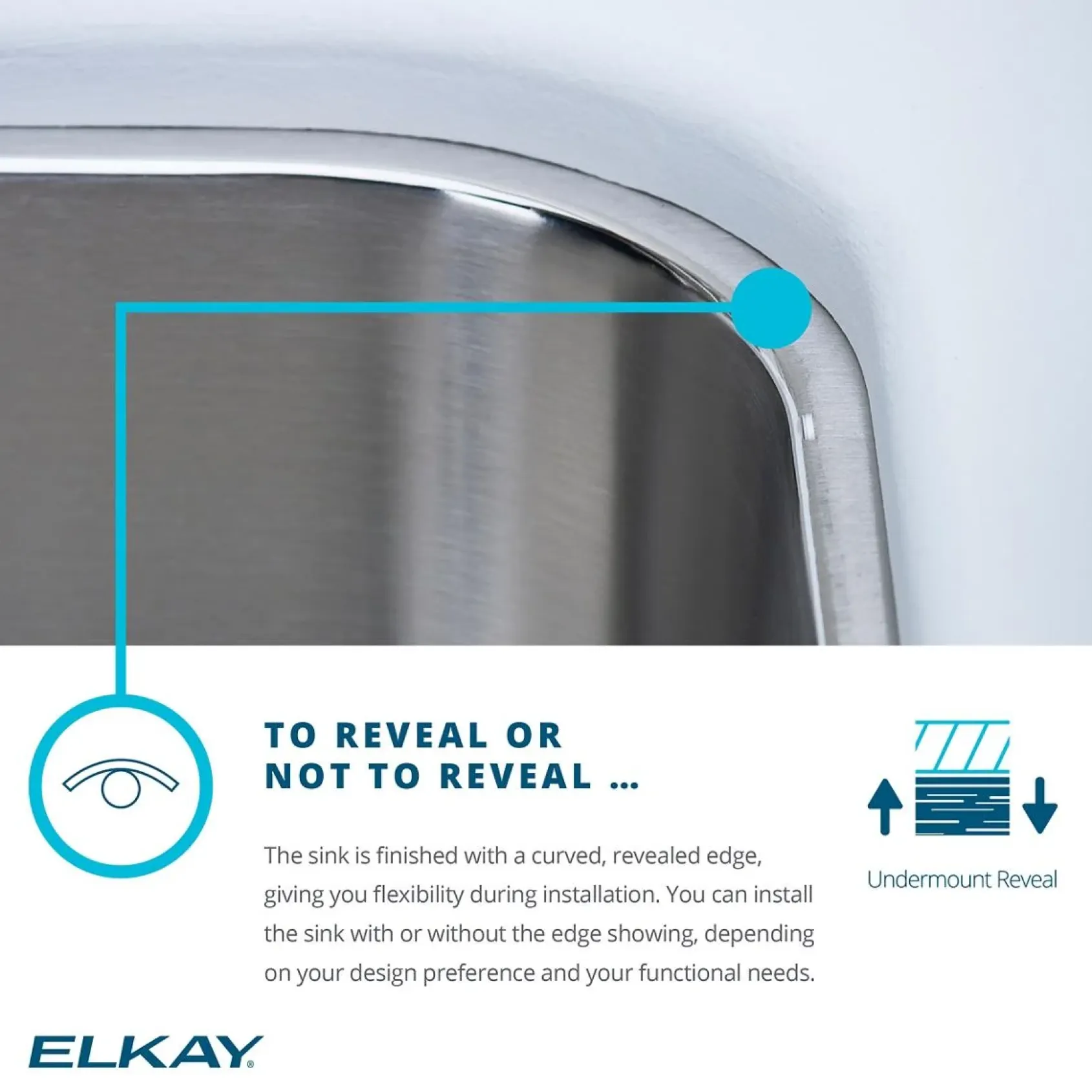 Elkay Lustertone Classic 24" Stainless Steel Kitchen Sink, 18 Gauge, Lustrous Satin, ELUH211510