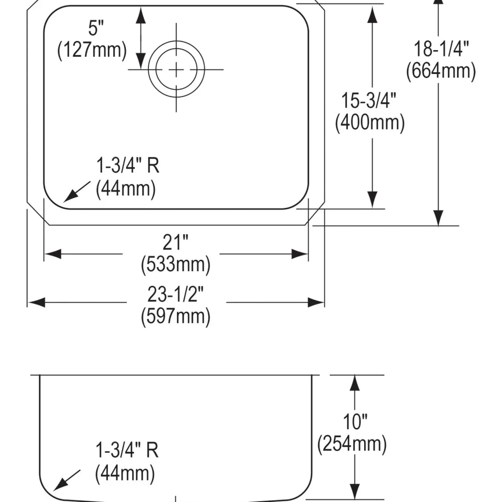 Elkay Lustertone Classic 24" Stainless Steel Kitchen Sink, 18 Gauge, Lustrous Satin, ELUH211510