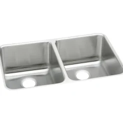 Elkay Lustertone Classic 36" Stainless Steel Kitchen Sink, 50/50 Double Bowl, 18 Gauge, Lustrous Satin, ELUH361710